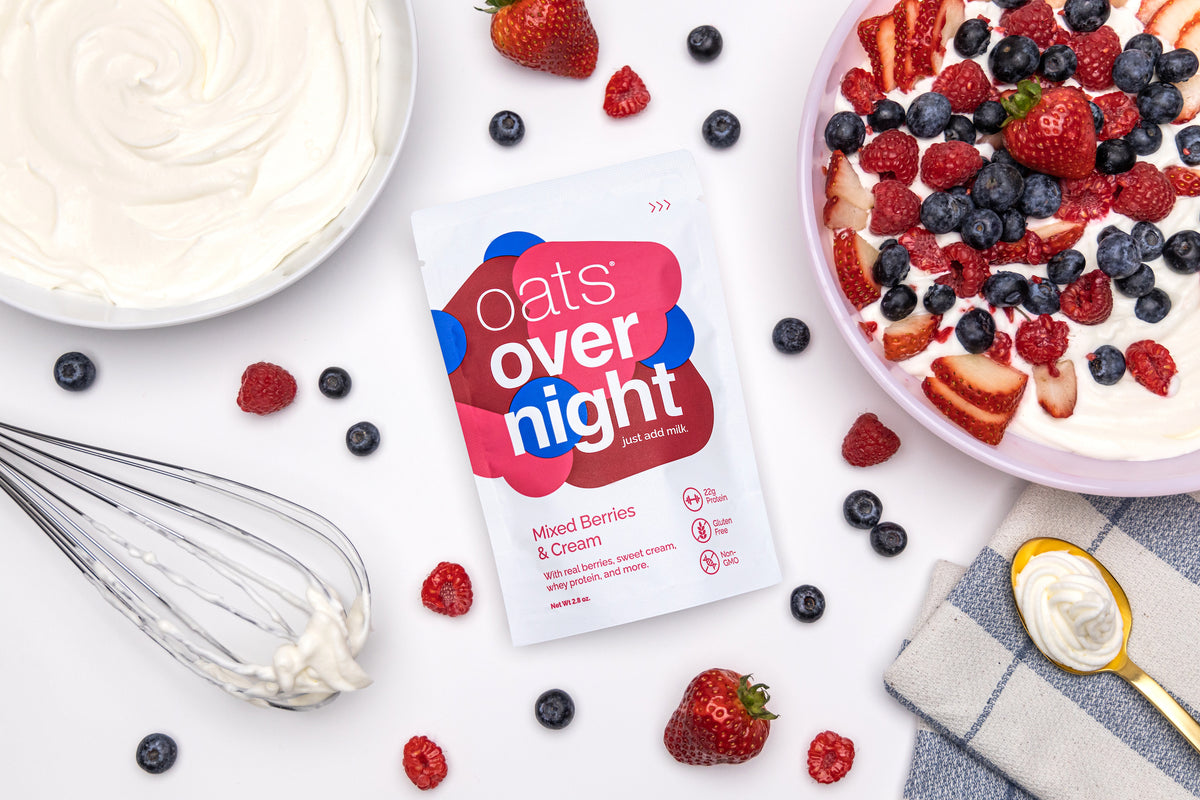 Oats Overnight - Party Variety Pack High Protein, High Fiber Breakfast Shake - Gluten Free, Non-GMO Oatmeal Strawberries & Cream, Green Apple