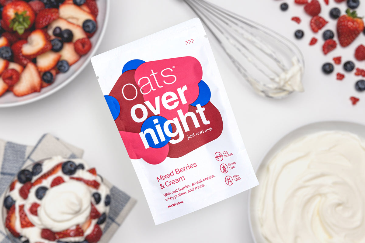 Oats Overnight - Party Variety Pack High Protein, High Fiber Breakfast Shake - Gluten Free, Non-GMO Oatmeal Strawberries & Cream, Green Apple